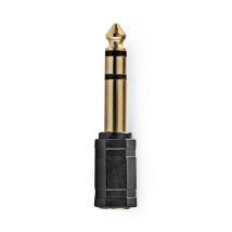 Adaptateur Audio Droit Jack 6.35mm Mâle vers Jack 3.5mm Femelle Noir / Or