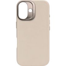 Coque pour iPhone 16 Plus Antichocs en Cuir Compatible MagSafe Beige