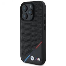 Étui BMW pour iPhone 16 Pro 6.3 noir étui rigide M Perforated Tricolor Line MagSafe