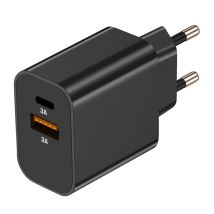 Akashi Cargador USB-C + USB 15W Carga Rápida Negro - Nuevo