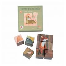 Puzzle Educativo de Cartón con 9 Cubos - Tema Animales del Bosque - Nuevo