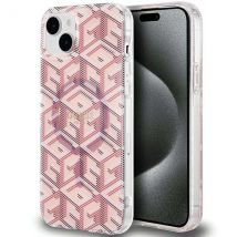 Étui Guess pour iPhone 15 6.1 rose étui rigide IML GCube MagSafe