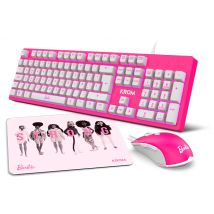 Krom 3 IN 1 GAMING COMBO clavier Souris incluse Jouer USB QWERTY Rose, Blanc