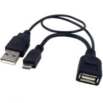 Techly 0.3m USB 2.0 A M/F - Micro USB 2.0 M câble USB 0,3 m USB A USB A/Micro-USB B Noir