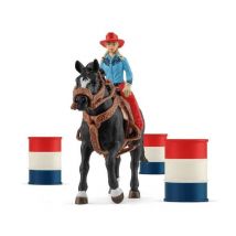 SCHLEICH - Vaquera y Barriles de Carreras - 42576 - Gama Farm World - Nuevo