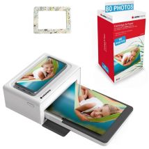 AGFA PHOTO Pack Imprimante Realipix Moments + Cartouches et papiers 80 photos + Joli cadre magnétique - Impression Bluetooth Photo 10x15 cm, iOS et 