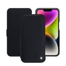 Funda de piel Apple iPhone 15 Plus - Solapa horizontal - Negro - Piel saffiano - Nuevo