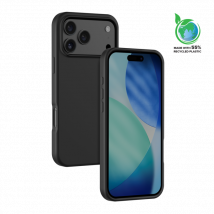 Coque antichoc en gel de silicone doux pour 55% de plastique recyclé Apple iPhone 17 Pro Max, Noir satin