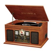 Victrola Quincy Tourne-disque entraîné par courroie Acajou