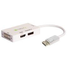 Techly IADAP DP-COMBOF3 câble vidéo et adaptateur DisplayPort DisplayPort + DVI + HDMI Blanc