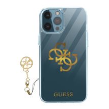 Coque Apple iPhone 12 Pro Max Bi-matière 4G Charms Guess Transparent Logo doré