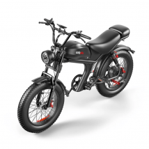 Bicicleta eléctrica Emoko C93 de 48 V y 20 pulgadas con neumáticos anchos, motor de 1000 W, freno de doble suspensión de 20 Ah-Negro - Nuevo