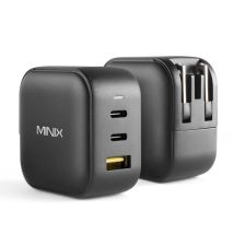 Caricatore da Muro MINIX 66W Turbo 3 Porte GaN, 2 x Adattatori Ricarica Rapida USB-C, 1 x USB-A Quick Charge 3.0, Compatibile con MacBook Pro Air, 