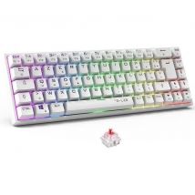 Teclado inalámbrico para juegos - KEYZ TITAN - Mecánico (Interruptor rojo) - Azerty - Modo triple - RGB - Blanco - Nuevo