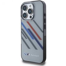 Funda BMW para iPhone 16 Pro 6.3 gris Motosport funda rígida IML Random Stripes - Nuevo