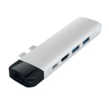 Hub Double USB-C Pro en Aluminium avec Ethernet et HDMI 4K Argent