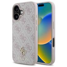 Guess Coque 4G Metal Logo MagSafe pour Apple iPhone 16 - Rose