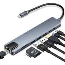 Adaptateur de socle Hub Type C avec 8 ports Grey