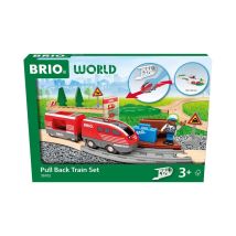 Circuito ferroviario in legno BRIO 36102 28 pezzi Locomotiva e carro rosso a retrofrizione - Nuovo