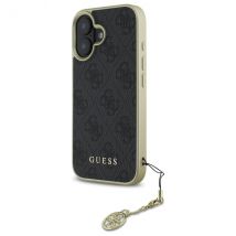 Funda Guess para iPhone 16 6.1 negra rígida 4G Charms Collection - Nuevo