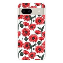 Funda de silicona - Compatible con Google Pixel 8a - diseño fleurs de pavot - Nuevo