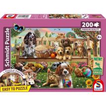 Puzzle Schmidt Spiele Dogs and Cats Picnic 200 pièces 43,2 x 29,1 cm Rose/Mauve
