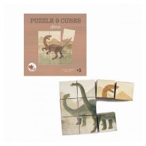 Puzzle di legno a forma di cubo di dinosauro - Divertimento ed educazione per i bambini - Nuovo