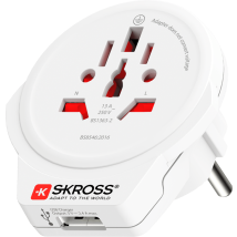Skross Adaptador de viaje universal 16A con puerto USB Blanco - Nuevo