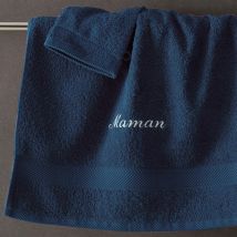 Serviette personnalisée 50x100 - bleu marine - Coton - Becquet