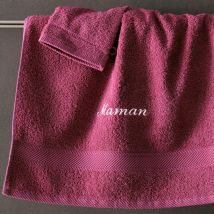 Drap de Bain Personnalisé 70x140 - violet prune - Becquet
