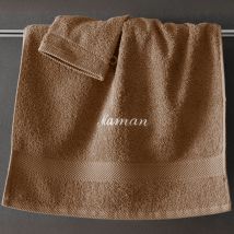 Serviette personnalisée 50x100 - marron cappuccino - Coton - Becquet
