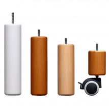 4 pieds forme cylindrique roulettes - beige - Hêtre - Becquet