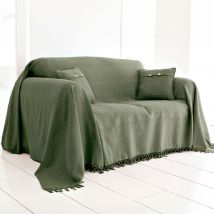 Jeté de canapé 230x250 - vert olive - Coton - Becquet