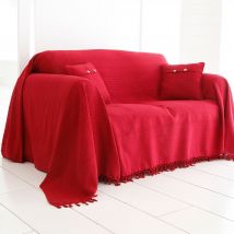 Jeté de canapé 270x250 - rouge - Coton - Becquet