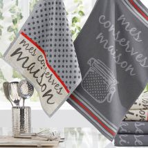 Torchons 50x70 Lot de 3 - gris - Coton - Becquet