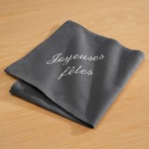 Serviette de table personnalisée 43x43 - gris argenté - Coton - Becquet
