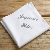 Serviette de table personnalisée 43x43 - blanc gris - Coton - Becquet