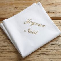 Serviette de table personnalisée 43x43 - blanc or - Coton - Becquet