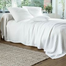 Jeté de lit 180x250 - blanc - Gaze de coton - Becquet