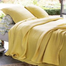 Housse d'oreiller 65x65 - jaune mimosa - Gaze de coton - Becquet