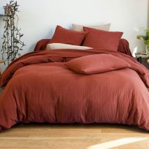 Drap 180x290 - orange terracotta - Gaze de coton - Becquet
