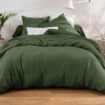 Taie sac 65x65 - vert kaki - Gaze de coton - Becquet