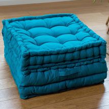 Triple coussin matelas 60x60 - bleu canard - Coton - Becquet