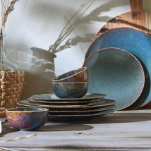 Set 4 assiettes creuses émaillées - vert - Becquet