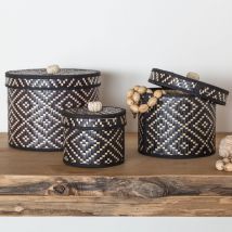 Set 3 boîtes tressées bicolores - noir - Becquet