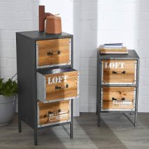 Meuble 2 tiroirs - noir - Bois - Becquet