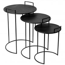 Set de 3 tables rondes - noir - Becquet