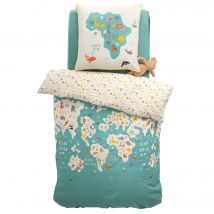 Housse de couette 200x200 + 1 taie - vert d'eau - Coton - Becquet