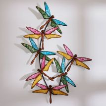 Décoration murale à 7 libellules - Multicolore - Métal - Becquet