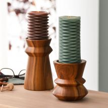 Bougeoir h12cm - marron - Bois - Becquet